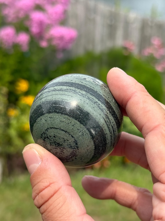 レア 高品質 グリーンゼブラジャスパー スフィア タンザニア産 1点物
