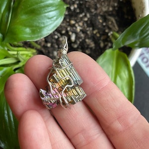 Bismuth Crystal Necklaces, Bismuth Jewelry, Wire Wrapped Bismuth, Perfect Crystal Lab Created