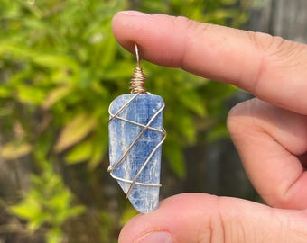 Kyanit Klinge Edelstein Halskette, Natürliche Blaue Hals Chakra Stein