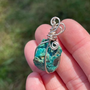 Natural Chrysocolla Crystal Pendant, Azurite Chrysocolla, Gemstone Jewelry Pendant Necklace Gift For Her