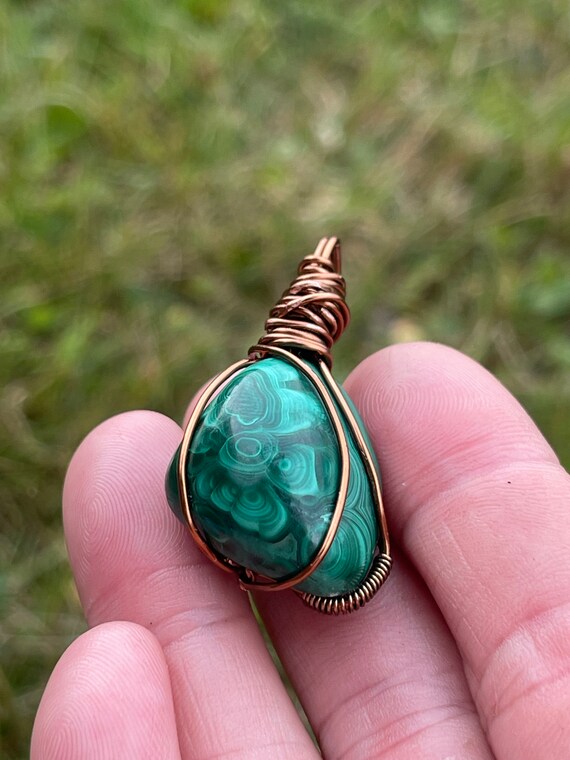 Pendentif En Malachite Naturelle - Pierre Verte - Bijou Cadeau Anniversaire