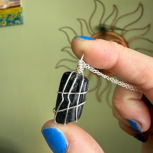 Natural Raw Tourmaline Necklace, Natural Black Tourmaline Raw Crystal Stone Pendant, Protection Tourmaline Jewelry