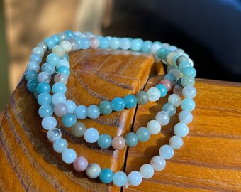 Amazonite Crystal Bracelet, 4mm Bead Stretch Bracelet, Gemstone Bracelet, Natural Healing Jewelry Handcrafted Bracelet, Stones for Abundance