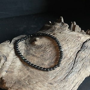 Rainbow Obsidian Bracelet 4mm,  Black Crystal Protection Bracelet, Grounding Bracelet Gift