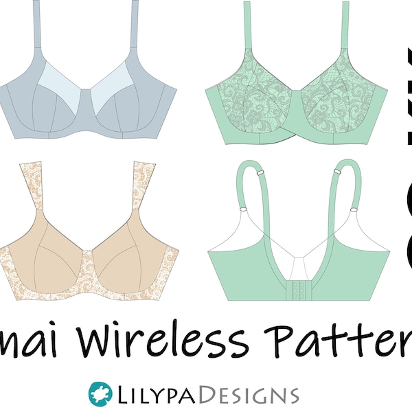 Lanai Wireless Bra Pattern = Sizes GG-KK