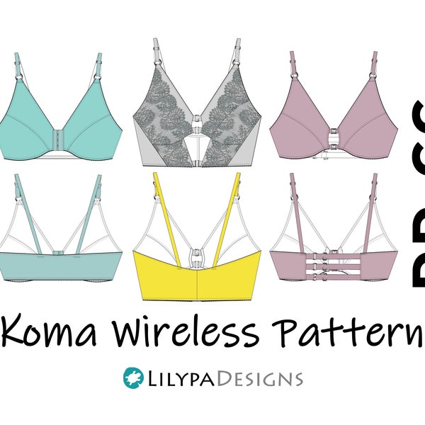 Koma Wireless Bra Pattern = Sizes DD-GG