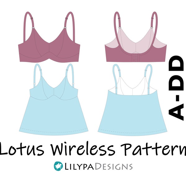 Lotus 2.0 Bra & Cami Pattern - Sizes A-DD