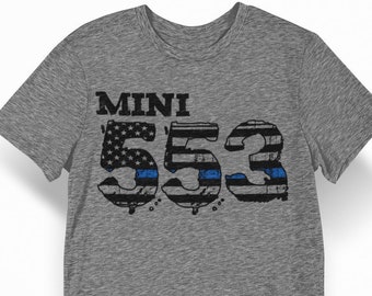 Kids Police Support Crewneck: Distressed Thin Blue Line Flag Sweatshirt ( V15045 )