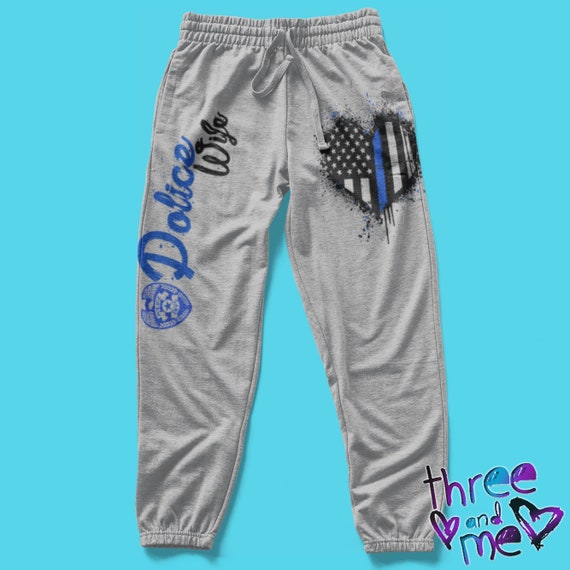 Police Wife Adult Jogger Sweat Pants Police Support Thin Blue Line