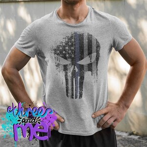 Thin Grey Line Punisher Inspired Corrections T-Shirt in Unisex and Youth Sizes; Corrections Officer Support Shirt