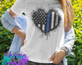 Camiseta de Correccionales inspirada en el Corazón de la Línea Azul Delgada en tallas unisex, para mujer y juvenil; camiseta de apoyo a oficiales de prisiones.