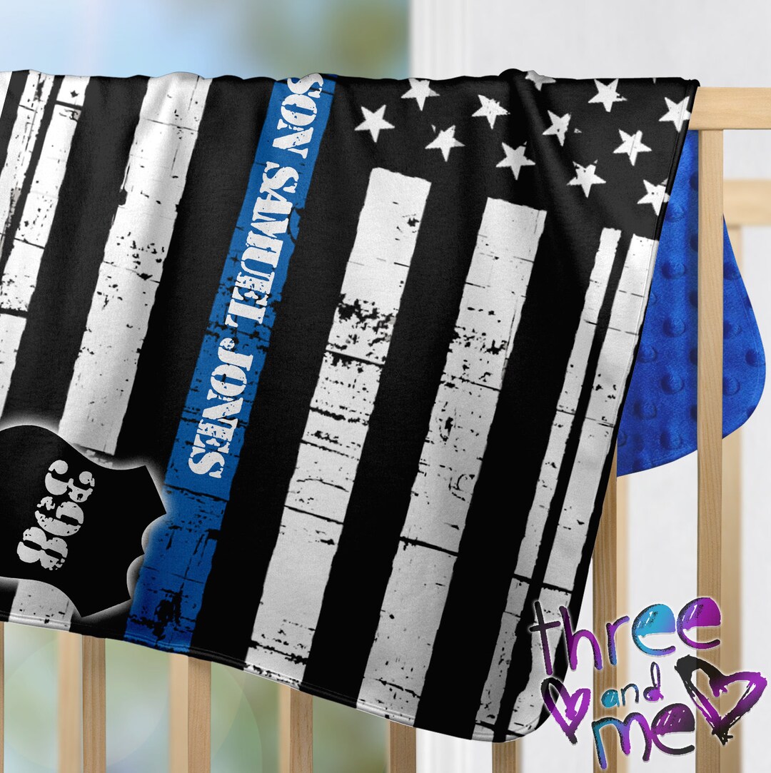 Thin Blue Line Baby Blanket Police Baby Blanket Etsy