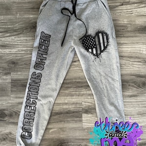 Corrections Officer/Wife Thin Grey Line Inspired Sweat Pants; Prison Guard/Spouse Joggers