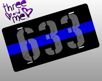 Thin Blue Line Badge Number License Plate