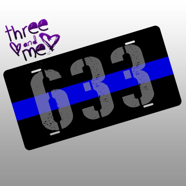 Thin Blue Line Badge Number License Plate