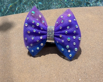 Ombre purple to blue Gymnastics Bow with Bling