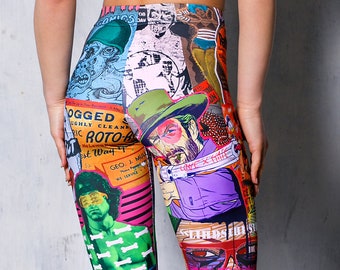 Leggings pop art pour femmes, leggings en spandex, leggings d'entraînement imprimés, jolis leggings colorés, leggings de yoga, leggings taille haute en lycra