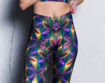 Psy Leggings, leggings yoga, neon leggings for party, club leggings, colorful spandex leggings, tie dye leggings, sexy gym leggings,