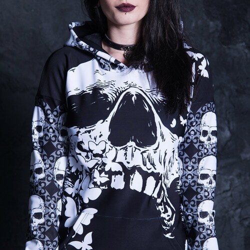 Skull Hoodie for Women Gothic Hoodie 