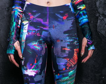 Festival Leggings Women, Burning Man costumes, futuristic clothing, rave set, two piece outfit, rave clothing, Cyberpunk Clothing, pole wear