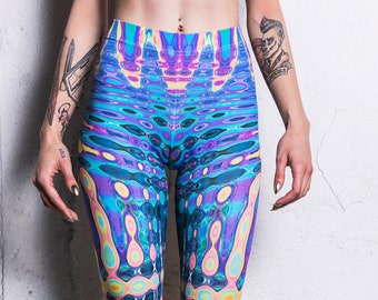 Liquid Leggings, tie dye leggings, high waisted leggings for women, kawaii clothing, rave outfit, plus size festival leggings, two piece set