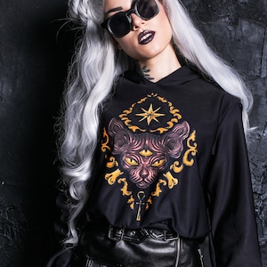 Black goth hoodie hot sale