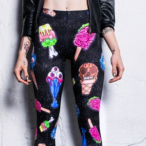 Ice Cream Leggings for Women, Pastel Goth Leggings, high waisted yoga leggings, kawaii clothing, pastel goth clothing, harajuku clothing