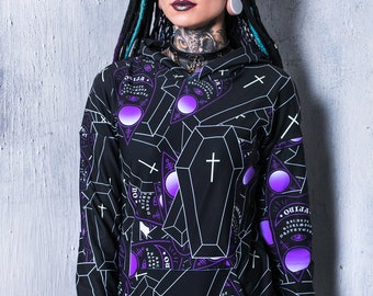 Pastel Goth Hoodie, black hoodie for women, black hoodie dress, pastel goth clothing, printed graphic hoodie, goth hoodie, gothic clothing