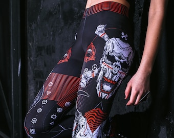Skull Leggings, plus size leggings, gothic leggings, punk leggings, punk clothing, grunge clothing, gothic clothing, goth clothing