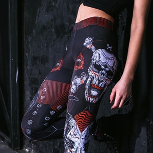 Leggings tête de mort, leggings grande taille, leggings gothiques, leggings punk, vêtements punk, vêtements grunge, vêtements gothiques, vêtements goth