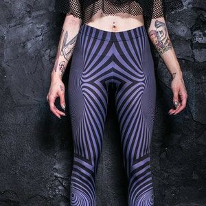 Grey Spandex Leggings, trippy leggings, festival clothing, steampunk clothing, printed leggings for women, rave wear, workout leggings image 1