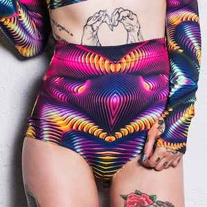 Festival Shorts for Women, high waisted shorts, green shorts, festival clothing, booty shorts, pole wear, psychedelic clothing, rave outfit