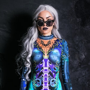Halloween Skeleton Costume Women, steampunk costume, cosplay costume women, adult Halloween costume, cyberpunk clothing, rave outfit