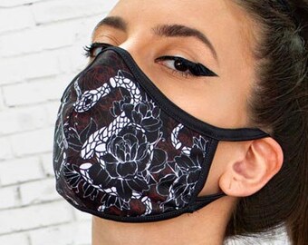 Snake Face Mask, fabric face mask, unisex face mask, face mask pollution, kids face mask, face cover mask, reusable face mask women