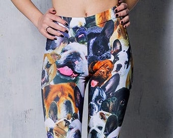 Printed Leggings with Dogs, animal print leggings, dog lover gift, leggings for women, plus size leggings, yoga leggings, workout leggings