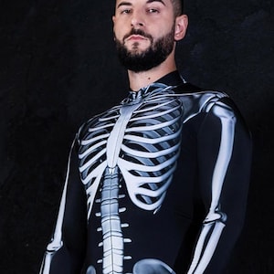 Men Skeleton Costume, Men Halloween Costumes, Halloween couple costume, skeleton bodysuit for men, skeleton spandex costume, Devil Walking