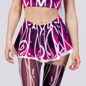 Purple Mini Skater Skirt, Fairy Rave Outfit, Short Skort, Rave Bottoms, Festival Wear, Butterfly Outfit,  Fairycore Clothes, EDM Clothing