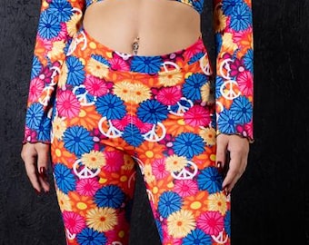 Hippie Halloween Costume - Disco Rave Pants in 70s Style – Cute Bell Bottoms from Two Piece Set