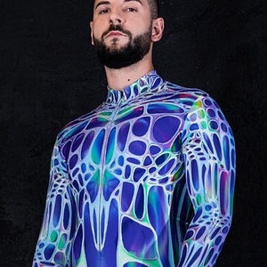 Men Cyber Costume, adult Halloween costume, sci fi alien costume for men, cyber fashion, futuristic costume, cyberpunk clothing, rave outfit