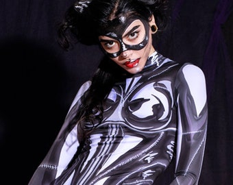 Disfraz sexy de Halloween para mujer, disfraz de gato adulto, disfraz de mujer, traje de gato cosplay, traje de látex, disfraz de Halloween para adulto, disfraz de superhéroe
