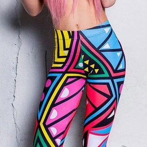 Printed Leggings Women, kawaii clothing,  plus size leggings, pastel goth clothing, festival clothing, rave outfit, high waisted leggings
