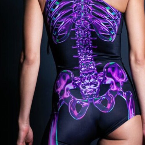 Purple Skeleton Costume One Leg Jumpsuit Halloween Costume Etsy