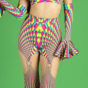 Rainbow Cut Out Flare Pants, Spandex Party Pants, high rise pants, rave pants, cut out leggings, rainbow rave outfit, festival pride clothes