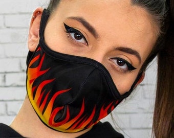 Flame Unisex Face Mask, face mask pollution, face cover mask, travel mask, rave mask, reusable face mask, cotton face mask, face mask adults