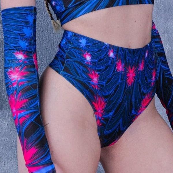 Rave Booty Shorts, blue high waisted spandex shorts, festival shorts, rave outfit, rave gear, festival clothing, pole dance wear, co ord set