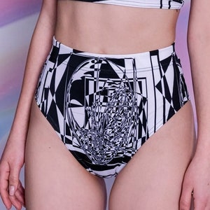 Alien Rave Shorts, festival shorts, booty shorts for women, black and white booty shorts, 2 piece set, rave outfit, festival clothing