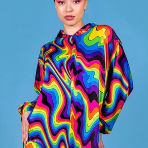 Rainbow Pajama, plus size pride outfit, adult pajama with zipper, raver pajama women, pride costume, rainbow rave outfit, plus size clothing