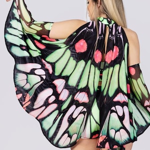 Fairy Cosplay Wings for Adults, Rave Accessories, Festival Mesh Wings, Matching Set, Butterfly Rave Outfit, Festival Wear, Fairycore Clothes