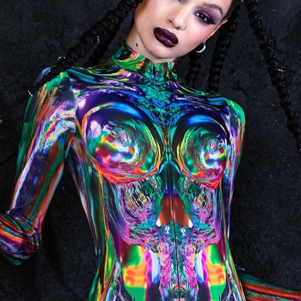 Cyber-Kostüm für Frauen, Rave-Halloween-Kostüm, Paar-Halloween-Kostüme, Cyberpunk-Kleidung, Sci-Fi-Cosplay-Kostüm, Rave-Outfit