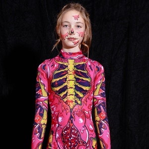 Pink Zombie Halloween Costume For Girls Front View